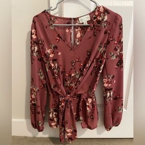 Jun & Ivy Pink Floral Baby doll blouse
